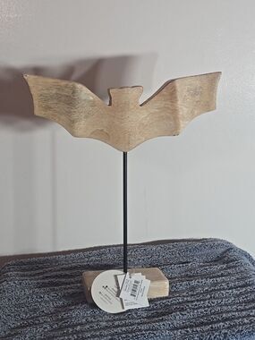 Adams&Co Wood Bat On Stand Halloween 12" Tall, 10" Wide